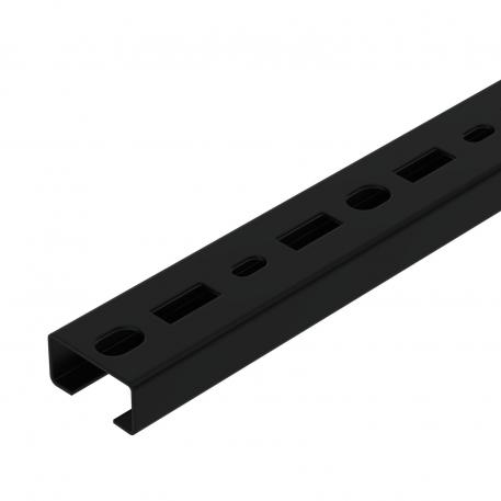 Profielrail, sleufbreedte 17 mm, geperforeerd, zwart 500 | 35 | 18 | 1,25 | Staal | PES135 - Polyester | diepzwart; RAL 9005