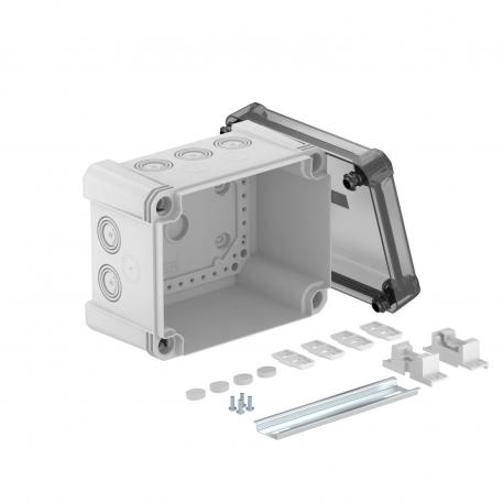 Kabeldoos X10 met DIN-rail 177x137x110 | 10 | IP67 | grijs / transparant