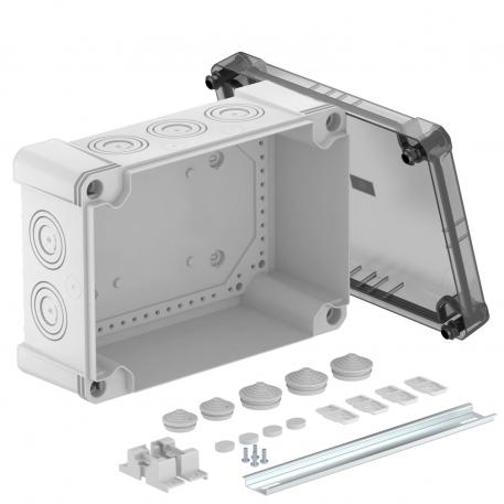Kabeldoos X25 met DIN-rail 271x187x110 | 10 | IP67 | grijs / transparant