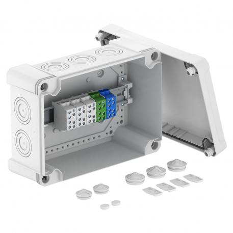 Kabeldoos X25 met hoofdleidingaftakklem 271x187x110 | 10 | IP67 | lichtgrijs; RAL 7035