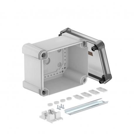 Lege behuizing X10 met DIN-rail 177x137x110 |  | IP67 | grijs / transparant