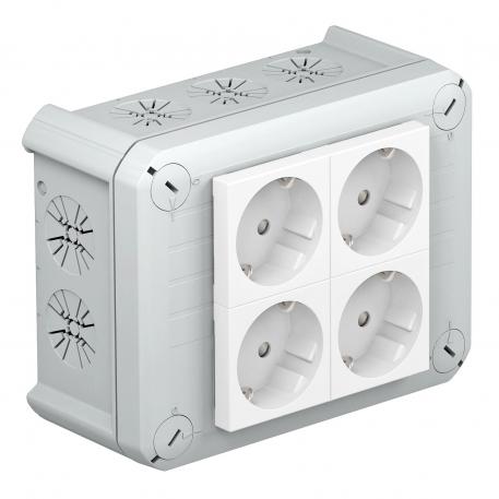 Kabeldoos T 100 MSD, 4 Module 45-contactdozen in de deksel, 2-polig 136x102x57 | 10 | IP 30 | lichtgrijs; RAL 7035