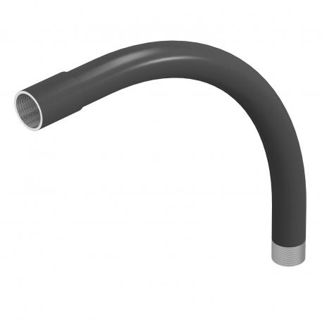 Stalen bocht met zwarte poedercoating, met schroefdraad M16x1,5