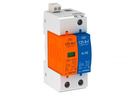 Combi-afleider V25 1-polig + NPE 280 V met potentiaalvrij contact 1+N/PE | 280 | IP20