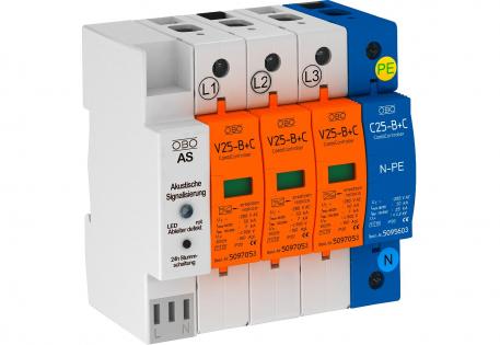 Combi-afleider V25 3-polig + NPE met akoestische signalering