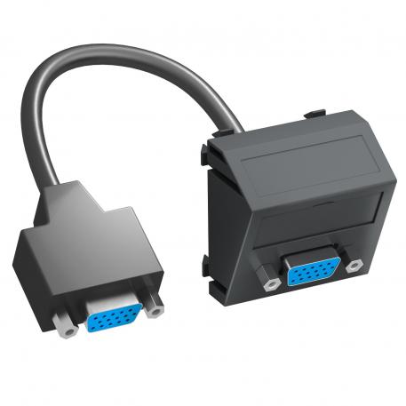 VGA aansluiting, 1 module, schuine uitlaat, met aansluitkabel schuin |  | VGA | Zwartgrijs; RAL 7021