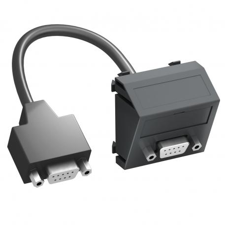 D-Sub9 aansluiting, 1 module, schuine uitlaat, met aansluitkabel schuin |  | D-submin | Zwartgrijs; RAL 7021