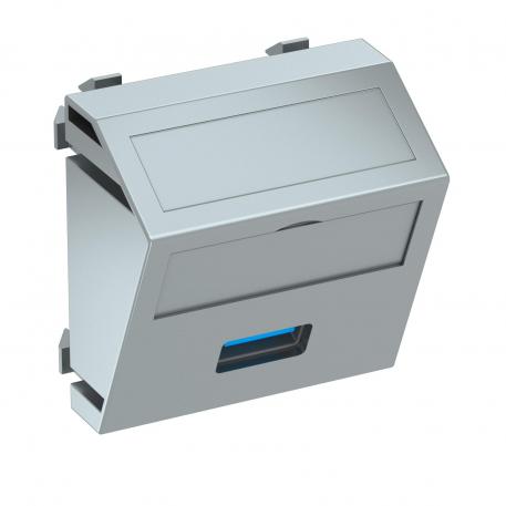 USB 2.0 / 3.0 aansluiting, 1 module, schuine uitlaat, met schroefverbinding  |  | USB | aluminium gelakt