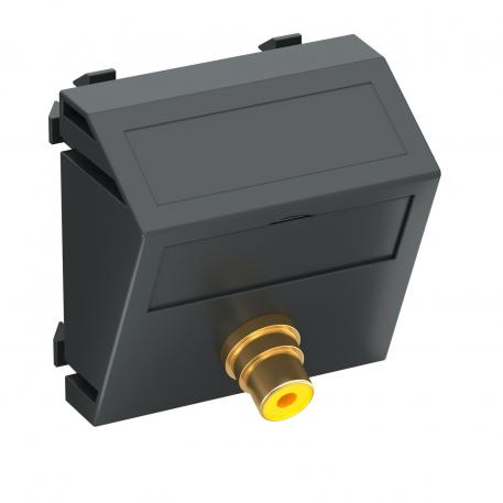 Video-Cinch aansluiting, 1 module, schuine uitlaat, koppeling 1:1, zwartgrijs schuin |  | Cinch | Zwartgrijs; RAL 7021