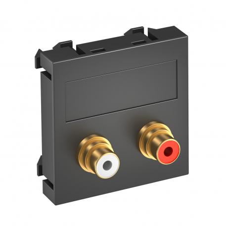 Audio-cinch-aansluiting, 1 module, rechte uitlaat, met soldeeraansluiting, zwart-grijs Recht |  | Cinch | Zwartgrijs; RAL 7021