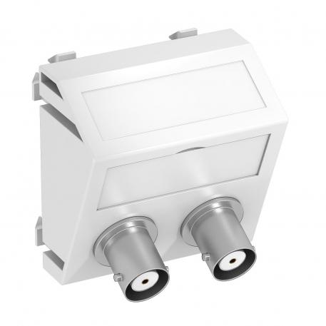 2 x BNC aansluiting, 1 module, schuine  uitlaat, koppeling 1:1, helder wit