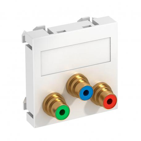 Component video aansluiting, 1 module, rechte uitlaat, koppeling 1:1, helder wit  |  | Cinch | zuiver wit; RAL 9010