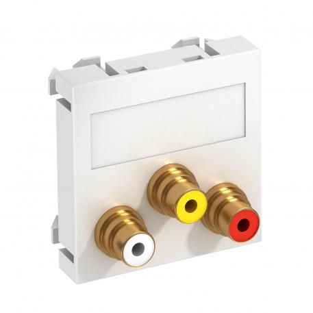 Audio/video-Cinch aansluiting, 1 module, rechte uitlaat, koppeling 1:1, helder wit