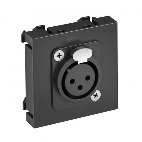 XLR-aansluiting, 1 module, rechte uitlaat, 3-polige connector, met soldeeraansluiting, zwart-grijs