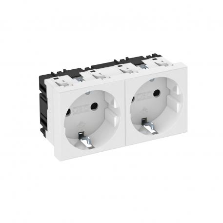 Contactdoos 0°, randaarde, 2-voudig 2 | 2-voudig 0° | zuiver wit; RAL 9010
