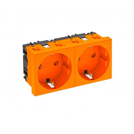 Contactdoos 0°, randaarde, 2-voudig 2 | 2-voudig 0° | oranje; RAL 2004