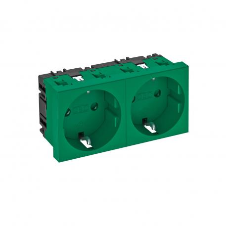Contactdoos 0°, randaarde, 2-voudig 2 | 2-voudig 0° | groen; RAL 6029