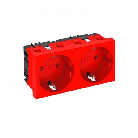 Contactdoos 0°, randaarde, 2-voudig 2 | 2-voudig 0° | rood; RAL 3001