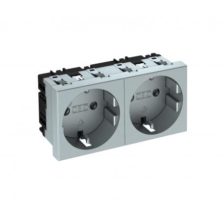 Contactdoos 0°, randaarde, 2-voudig 2 | 2-voudig 0° | aluminium gelakt