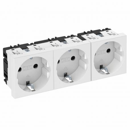 Contactdoos 0°, randaarde, 3-voudig 3 | 3-voudig 0° | zuiver wit; RAL 9010