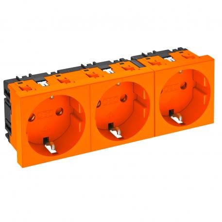 Contactdoos 0°, randaarde, 3-voudig 3 | 3-voudig 0° | oranje; RAL 2004