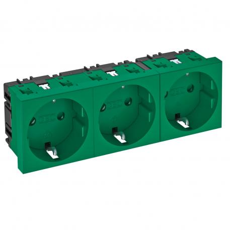 Contactdoos 0°, randaarde, 3-voudig 3 | 3-voudig 0° | groen; RAL 6029