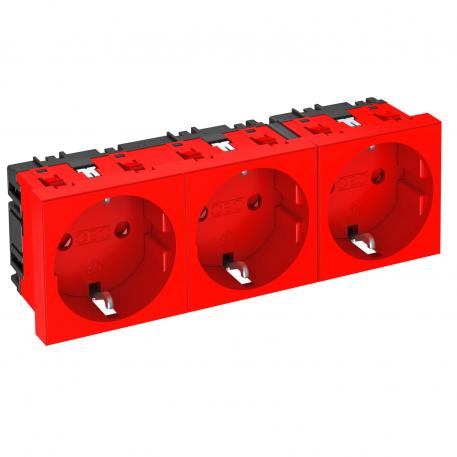 Contactdoos 0°, randaarde, 3-voudig 3 | 3-voudig 0° | rood; RAL 3001