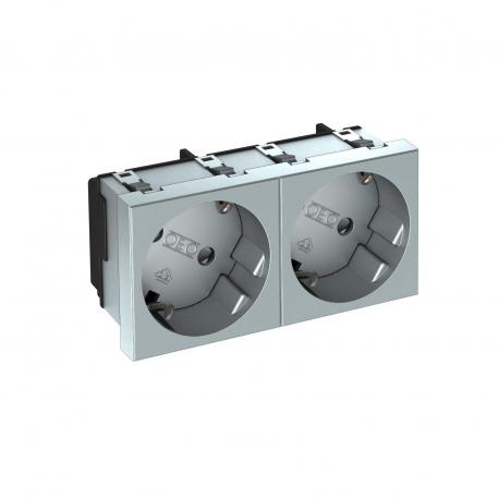 Contactdoos 33°, randaarde, 2-voudig 2 | 2-voudig 33° | aluminium gelakt