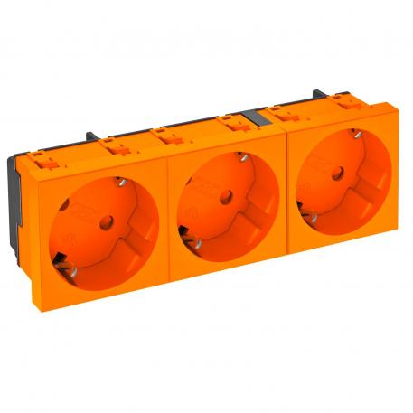 Contactdoos 33°, randaarde, 3-voudig 3 | 3-voudig 33° | oranje; RAL 2004