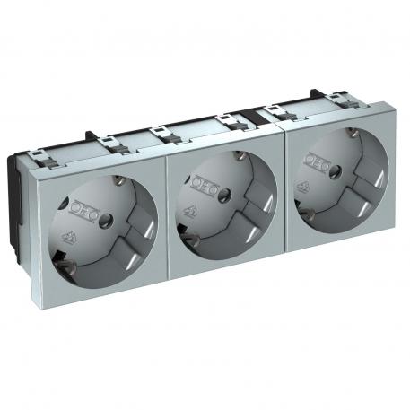 Contactdoos 33°, randaarde, 3-voudig 3 | 3-voudig 33° | aluminium gelakt