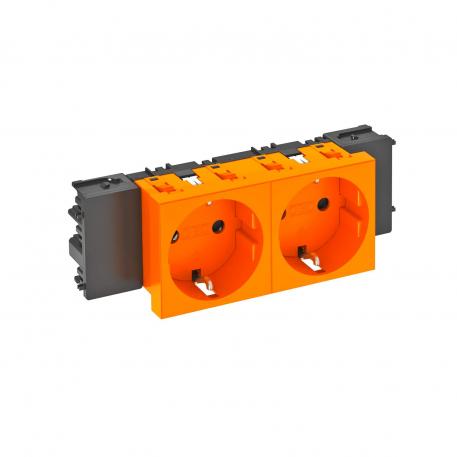 Contactdoos 0°, Connect 45, met randaarde, 2-voudig 2 | 2-voudig 0° | oranje; RAL 2004