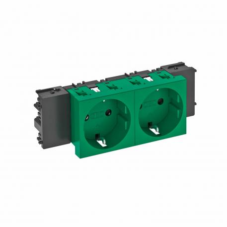 Contactdoos 0°, Connect 45, met randaarde, 2-voudig 2 | 2-voudig 0° | groen; RAL 6029