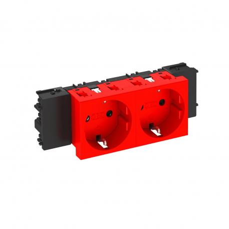 Contactdoos 0°, Connect 45, met randaarde, 2-voudig 2 | 2-voudig 0° | rood; RAL 3001