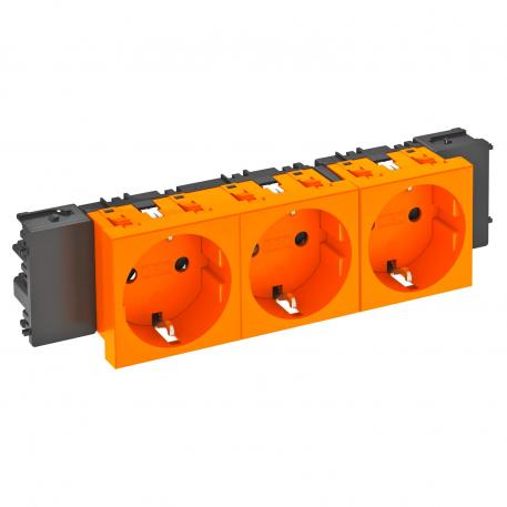 Contactdoos 0°, Connect 45, met randaarde, 3-voudig 3 | 3-voudig 0° | oranje; RAL 2004