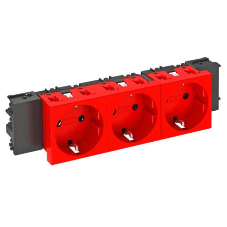 Contactdoos 0°, Connect 45, met randaarde, 3-voudig 3 | 3-voudig 0° | rood; RAL 3001