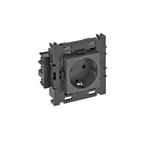 Contactdoos 0°, Connect 80, met randaarde, 1-voudig 1 | 1-voudig 0° | Zwartgrijs; RAL 7021