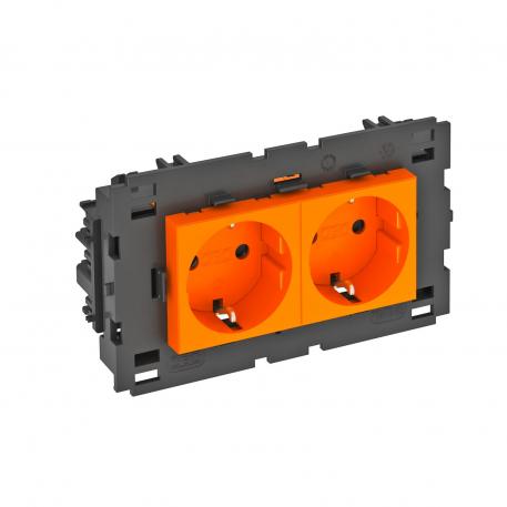 Contactdoos 0°, Connect 80, met randaarde, 2-voudig 2 | 2-voudig 0° | oranje; RAL 2004