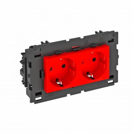 Contactdoos 0°, Connect 80, met randaarde, 2-voudig 2 | 2-voudig 0° | rood; RAL 3001