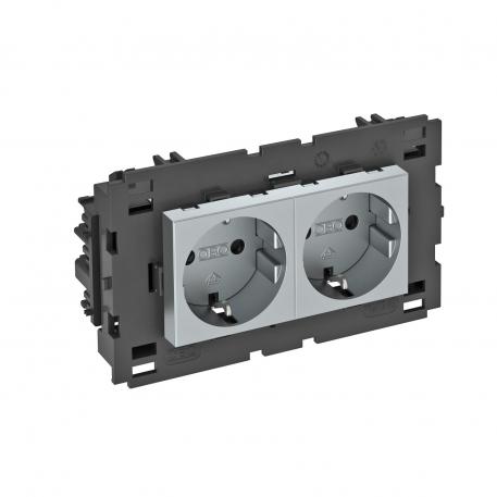Contactdoos 0°, Connect 80, met randaarde, 2-voudig 2 | 2-voudig 0° | aluminium gelakt
