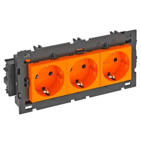 Contactdoos 0°, Connect 80, met randaarde, 3-voudig 3 | 3-voudig 0° | oranje; RAL 2004