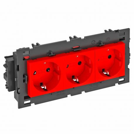 Contactdoos 0°, Connect 80, met randaarde, 3-voudig 3 | 3-voudig 0° | rood; RAL 3001