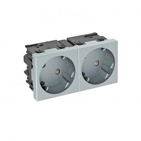 Contactdoos 33°, Connect 45, met randaarde, 2-voudig 2 | 2-voudig 33° | aluminium gelakt