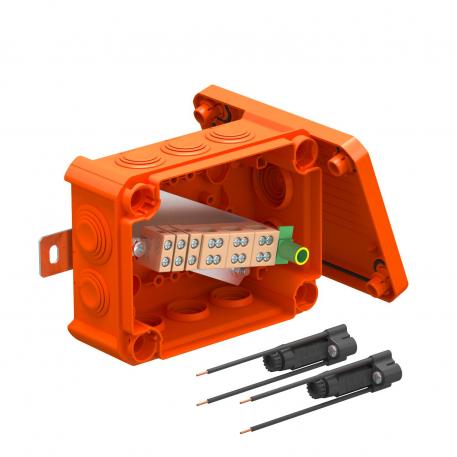 FireBox T100 met kabelinvoeren, 2 zekeringhouders 136x102x57 | 10 | IP66 | oranje; RAL 2003