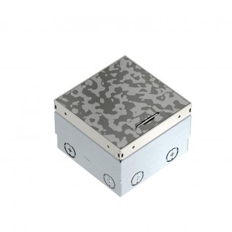 Vloercontactdoos UDHOME2, met snoeruitlaat, zonder vloerbekledingsuitsparing, niet gemonteerd, roestvast staal, decorplaat: Spots 