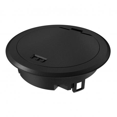 Apparaatuitgang met klapdeksel en borgschuif, GES R2, diepzwart nat | Vergrendelschuif | IP66 | tot 3.000 N | diepzwart; RAL 9005 | Spuitgietzink